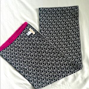 Michael Kors Black and Gray Scarf with Pink Edge